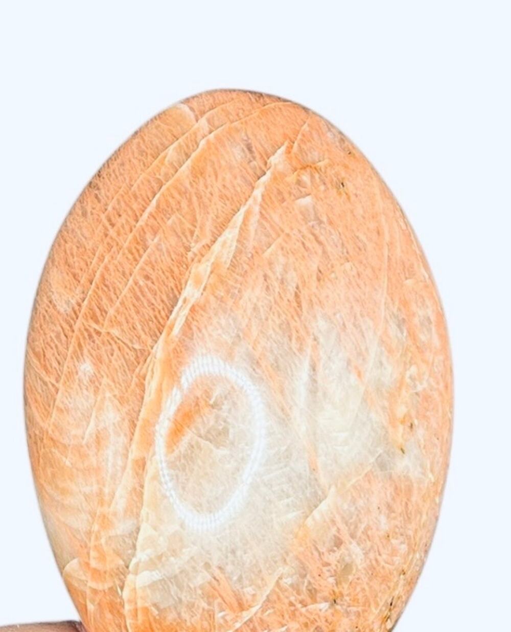 Peach Moonstone Free Form Approx 1245 ctw 4” T x 3 1/2” W